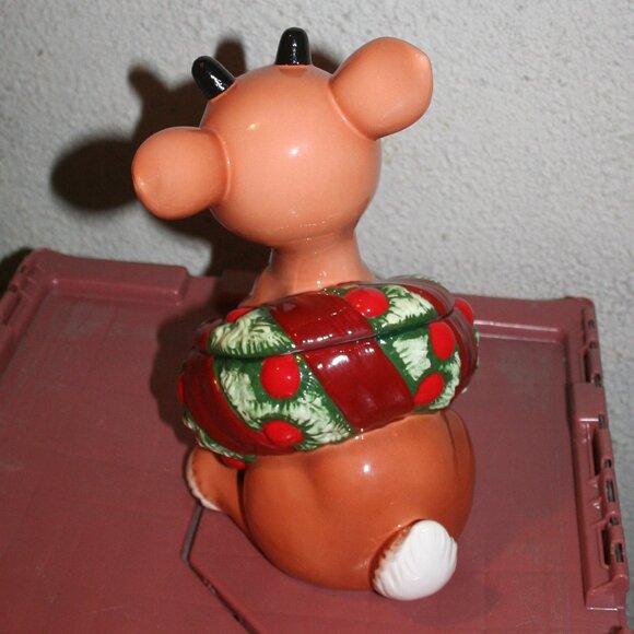 Rudolph the Red Nosed Reindeer Large Ceramic Cookie Jar Enesco 2001 - Picture 5 of 8